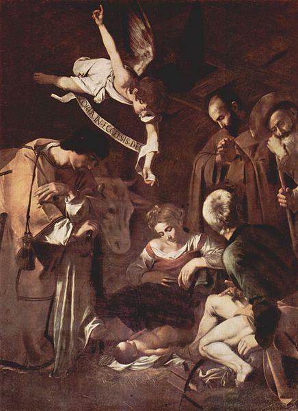 Caravaggio. Natividad con San Francisco y San Lorenzo (1609)